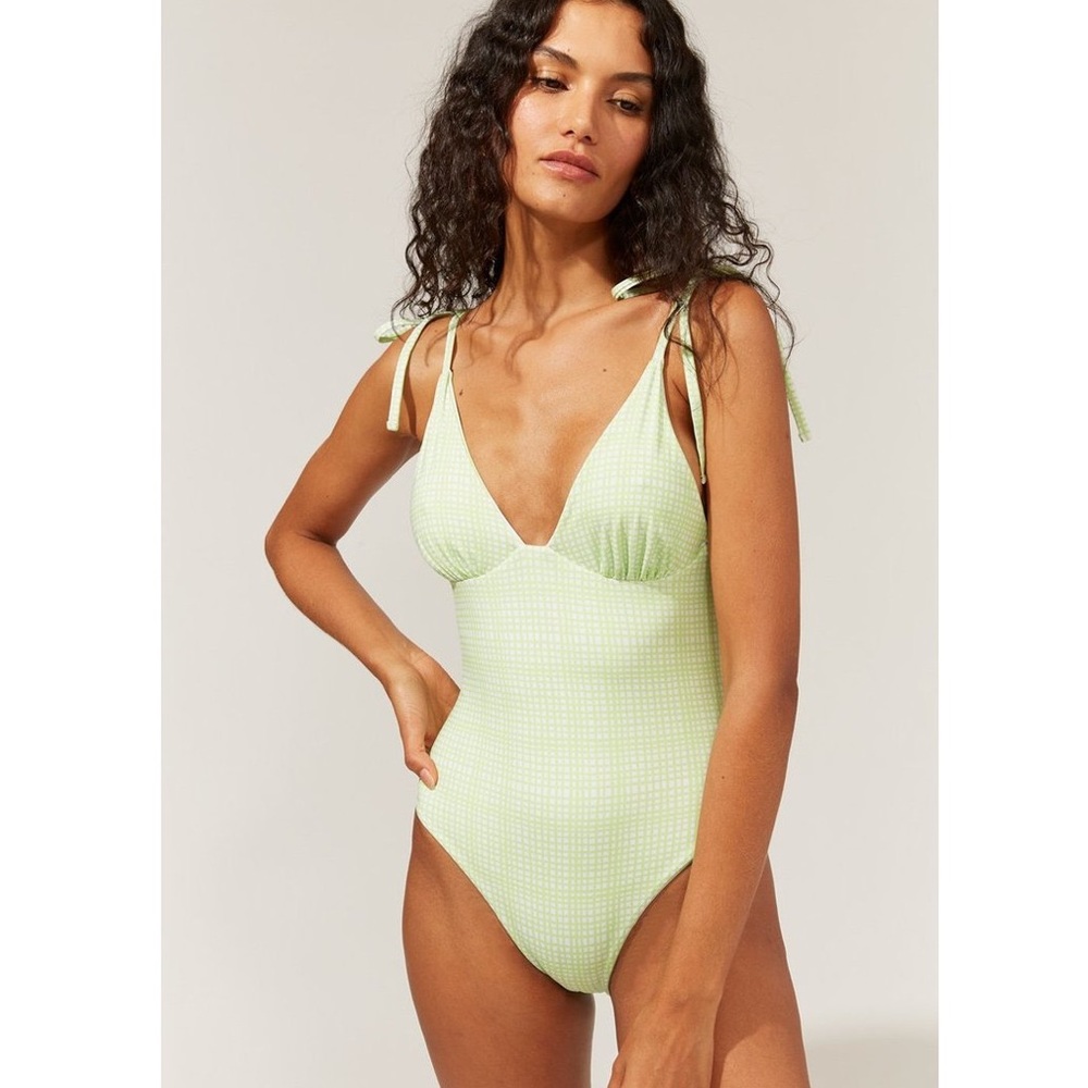 Solid & Striped Green Check Reversible Swimsuit - image 3
